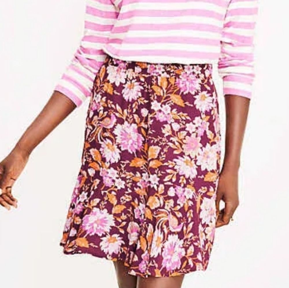 LOFT Floral Tiered Flippy Skirt NEW NWT Size Large